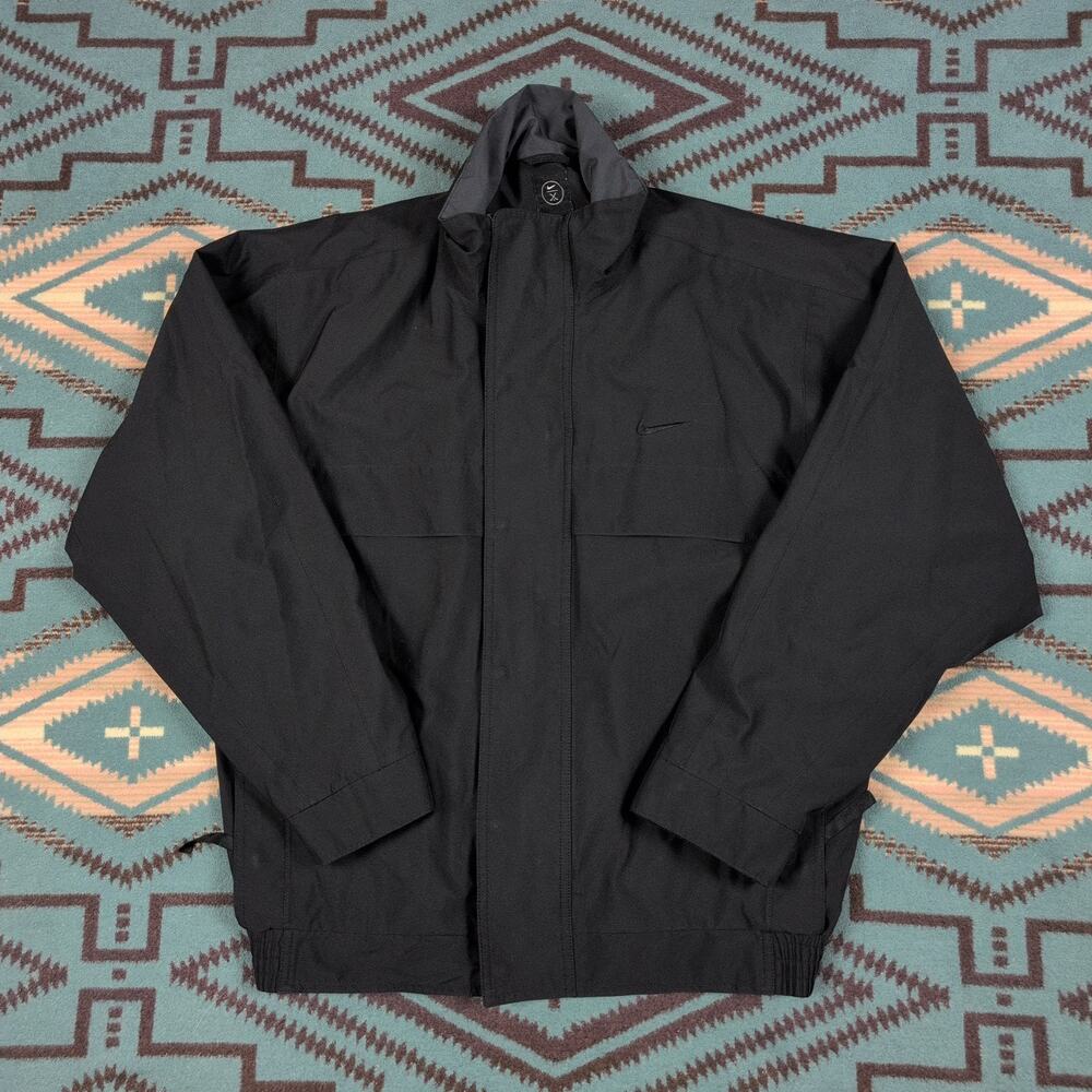 Nike Golf Jacket Men's Small Black Solid Full Zip Vented Windbreaker 22x27